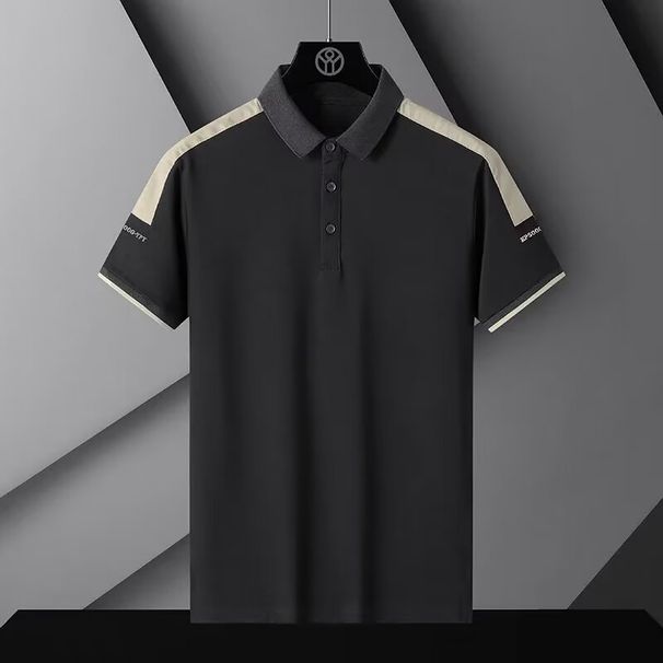 "Men's Slim-Fit Short-Sleeve Polo Shirt – Breathable Cotton Blend, Korean-Inspired Casual Style"_viptrois.com