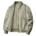 Men's Cotton Short Bomber Jacket Military Style Casual Flight Jacket With Stand Collar For Spring & Autumn (Light Army Green, Khaki, Olive Green)_viptrois.com