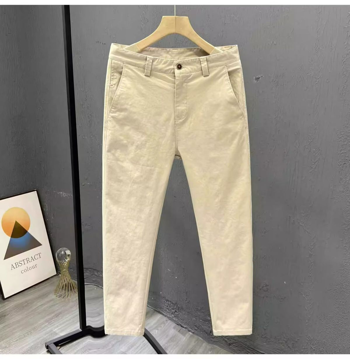 Men's Casual Work Pants - Slim Fit Stretch Cotton Chino Trousers For Spring & Summer, Comfortable Elastic Waist, Breathable & Washable_viptrois.com