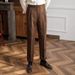 Men's Clothing Casual High Waist Suit Trousers Men Autumn Paris Buckle Business Drape Straight Trousers Naples Retro Drape Suit Trousers_viptrois.com
