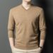 Men's Wool Knit V-Neck Autumn Winter New Warm Machine Washable Sweater_viptrois.com