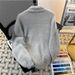 Letter Printed Mink Plush Knitted Sweater For Autumn And Winter, Loose Collared Sweater, Long Sleeved Sweater_viptrois.com