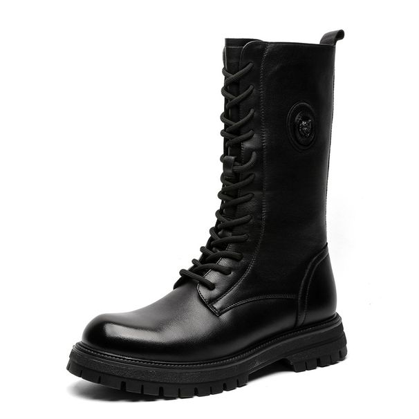 Retro Tooling Boots Long Tube Thick Sole Heightening Martin Boots Thermal Locomotive Knight Boots Men's Boots_viptrois.com