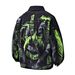 Men’s Tie-Dye Graffiti Denim Jacket – Oversized Streetwear Coat With Distressed Wash & Flap Pockets (95% Cotton, M-3XL, White/Black)_viptrois.com