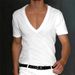 Summer Men's V-Neck Solid Color Slim Fit Thin Casual T-Shirt Short Sleeve Top_viptrois.com