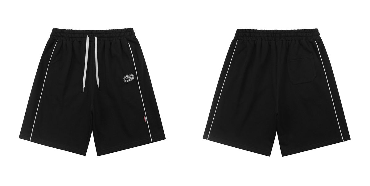 Chicano Style Embroidered Over-Knee Short Sweatpants | West Coast Inspired Drop-Crotch Joggers With Script Lettering_viptrois.com