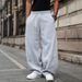 Men's Essential Straight-Leg Sweatpants – Heavyweight Cotton-Like Polyester, Adjustable Drawstring, Casual & Streetwear_viptrois.com