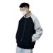 Pure Spring And Autumn New Sweatshirt High-end Color-blocking Design Simple Casual Turn-down Collar Loose Fit Plus Size Men_viptrois.com