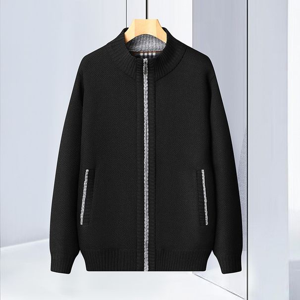 Pure Foreign Trade Distribution Wholesale Hot-Selling Autumn New Stand Collar Sweater Jacket Men's Fleece-Lined_viptrois.com