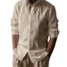 Men's Clothing Shirt Cotton And Linen Long Sleeved Stand Up Collar Breathable Henry Collar Casual New Chinese Style Tops Men_viptrois.com