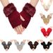 Unisex Short woolly gloves knitted wool warm fingertip half-finger gloves sleeves_viptrois.com