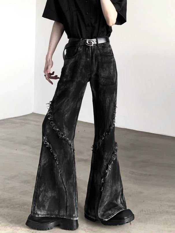 Men's Clothing High Street Vibe Micro Flared Men's High Waist Niche Design Jeans High End Feel_viptrois.com