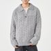 2025 Retro Lazy Twisted Texture Two-Piece Turn-Down Collar Pullover Sweater Men Loose Spliced Knitted Cardigan_viptrois.com