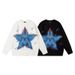 Men's Streetwear Sweater – Oversized Unisex Star-Print Knit Pullover, Acrylic Blend Long Sleeve Crewneck For Fall/Winter_viptrois.com