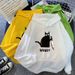 Autumn Winter New Candy Color Couple Matching Personalized Print WHAT? Black Cat Graphic Hoodie Sweatshirt_viptrois.com
