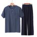 Men's Clothing Cotton Silk Pajamas Thin Short Sleeved Suit Artificial Home Clothes Trousers Two Piece Suit_viptrois.com