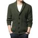 Pulse Quality European And American Cross-Border New Long Sleeve Cardigan Pocket High Collar Solid Color Knitted Sweater Men's_viptrois.com