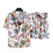 Men's Clothing Summer New Men's Fashion Beach Suit Loose Large Size Fashion Pattern Shorts Shirt Two Piece Suit_viptrois.com