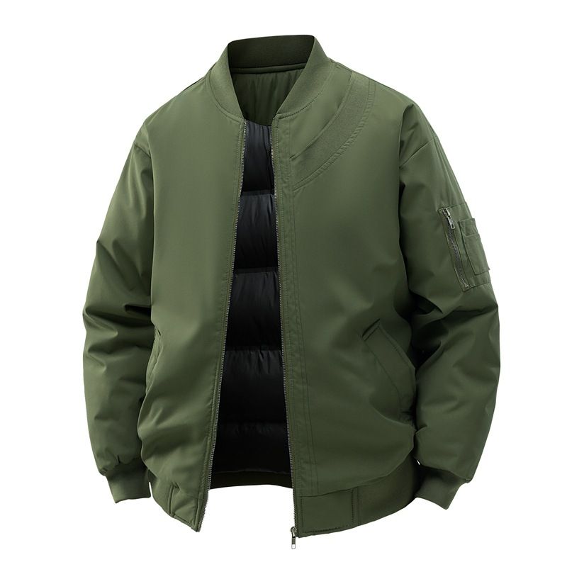 Men's Clothing Customized Thickened Cotton Coat For Men Winter Baseball Collar Solid Color Loose Cotton Coat Couple Style Warm Cotton Coat_viptrois.com