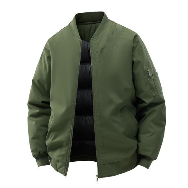 Men's Clothing Customized Thickened Cotton Coat For Men Winter Baseball Collar Solid Color Loose Cotton Coat Couple Style Warm Cotton Coat_viptrois.com