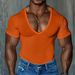 2025 Men's V-Neck Slim Fit Solid Color Casual T-Shirt Short Sleeve Men_viptrois.com