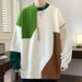 Pure Wow Quick Return Autumn Winter Versatile Color-Block Crew Neck Men's Design Sense Patchwork Lazy Pullover Sweater_viptrois.com