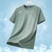 Men's Clothing New Fashion Casual Sports Ice Silk T Shirt Men's Youth Short Sleeved Light Quick Drying Ice Silk Round Neck Top 830_viptrois.com