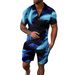 2025d Men's Short Sleeve Shirt With Zipper And Turn-down Collar, 3D Printed Polo Set_viptrois.com