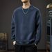 Retro Solid Color Hoodie For Men With Casual Round Neck, Bottom Layer, Loose Long Sleeved Top_viptrois.com