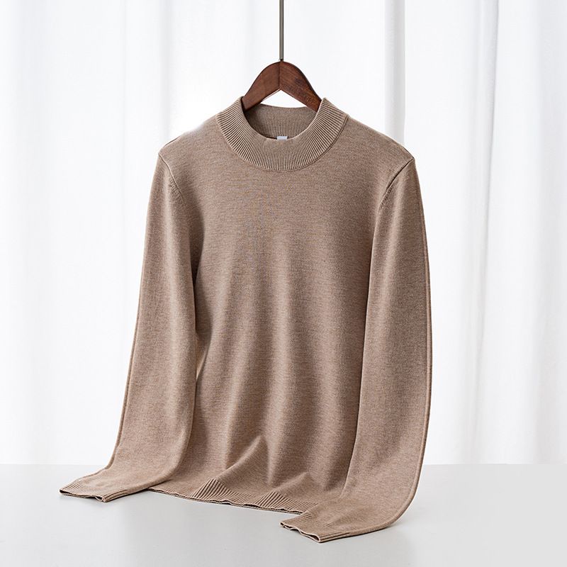 "Men's Fleece-Lined Thermal Sweater - Mid/High/Round Neck Winter Base Layer In Classic Colors"_viptrois.com