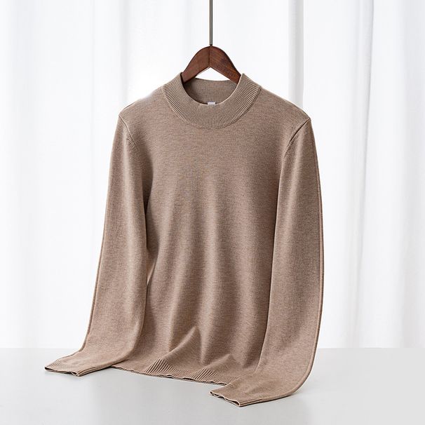 "Men's Fleece-Lined Thermal Sweater - Mid/High/Round Neck Winter Base Layer In Classic Colors"_viptrois.com