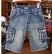 Men's Clothing Summer Casual Handsome High End Large Pocket Workwear Denim Shorts Men's Loose Trendy Five Point Pants_viptrois.com