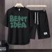 Men's Clothing 2024 Waffle Casual Summer Suit Men's Loose Teen Short sleeved T shirt Shorts Handsome Two piece Suit_viptrois.com