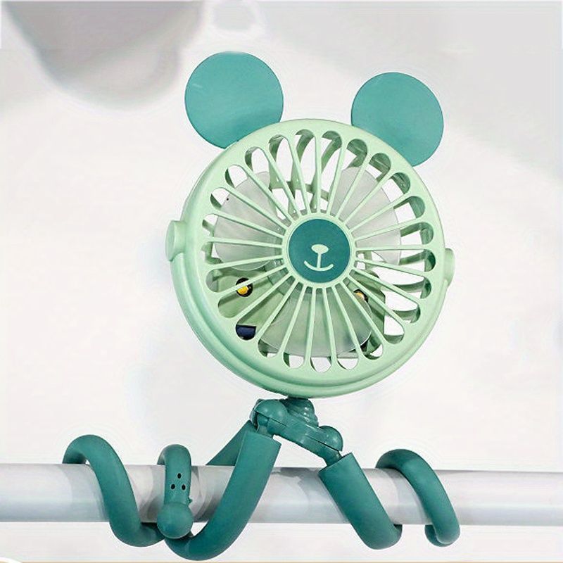 Baby Stroller Fan With Clip; Octopus Shapoed Funny Fan With Flexible Tripod Wrapped; USB Rechargeable Fan_viptrois.com