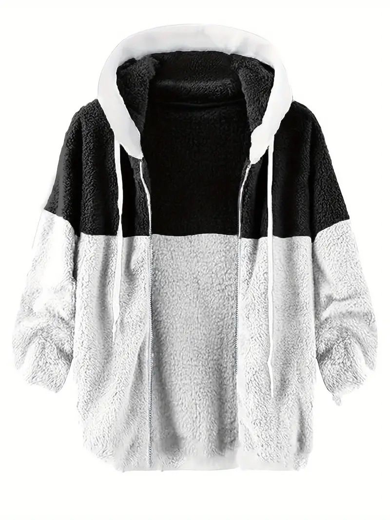Men's Winter Fleece Lined Hooded Jacket - Warm Double Faced Coat, Loose Fit Casual Outerwear For Cold Weather_viptrois.com
