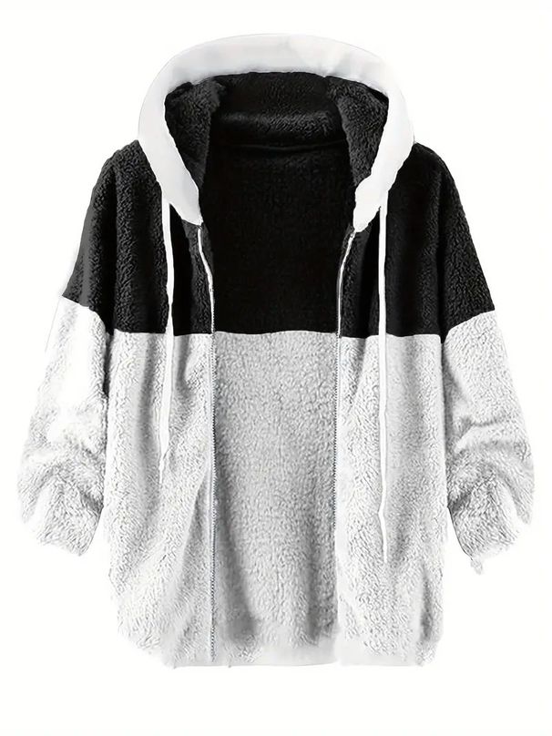 Men's Winter Fleece Lined Hooded Jacket - Warm Double Faced Coat, Loose Fit Casual Outerwear For Cold Weather_viptrois.com