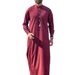 Men's Traditional Saudi Arabian Middle Eastern Style Long Sleeved Robe Red Embroidered Prayer Clothing Muslim Fashion_viptrois.com