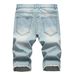 Men's supply menswear denim shorts stretch ripped edge shorts K1206 nostalgic blue_viptrois.com