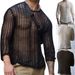 Men's Clothing Fashion Men's Casual Knitted Pullover Round Neck Three Quarter Sleeve Hollow Summer Sun Protection Clothing Men's Tops_viptrois.com