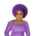 Women's Scarves New Style Adhesive Flower Heavy Industry Bright Silk Layered Strap Hat Nigeria Wedding Party Aoto Gele Headdress Hat_viptrois.com