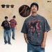 Washed T-Shirt American Print Loose Sleeve Short Wide Fit_viptrois.com