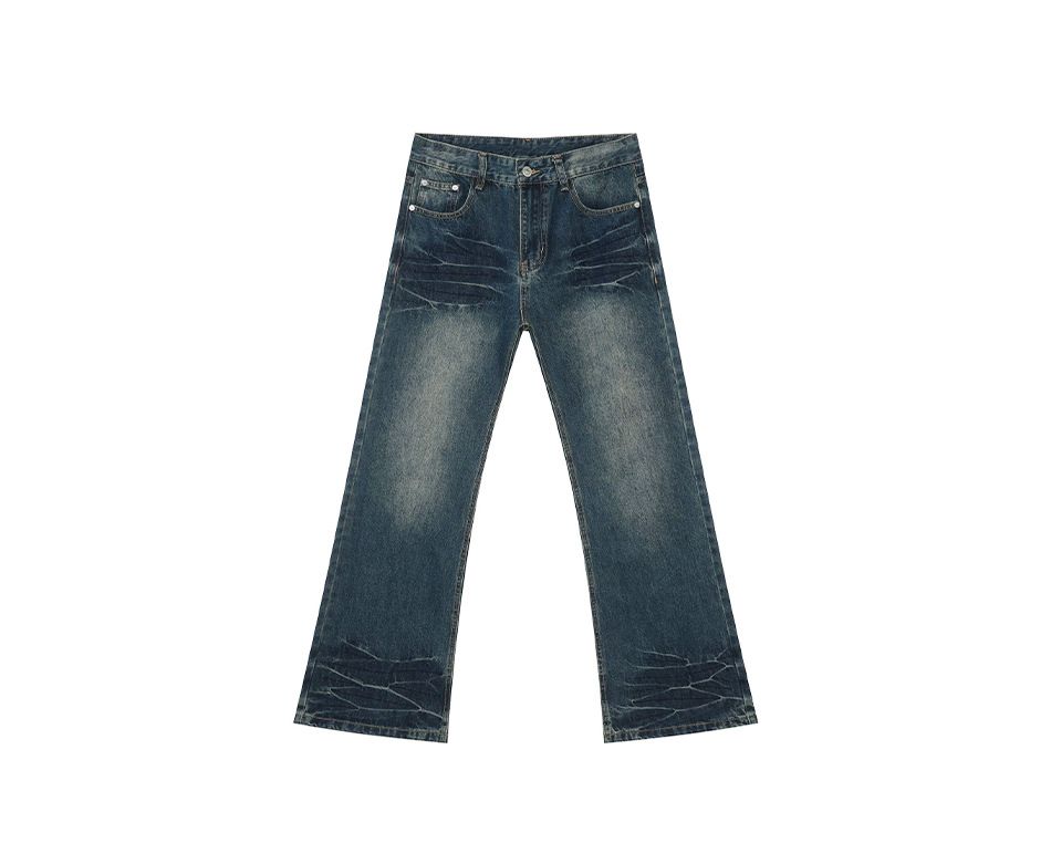 EF JEANS | 2025 Spring New Micro-horn Slim-fit Water Ripple Polished White Casual Washed Jeans For Men And Women_viptrois.com