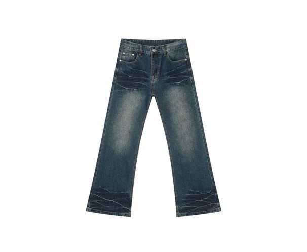 EF JEANS | 2025 Spring New Micro-horn Slim-fit Water Ripple Polished White Casual Washed Jeans For Men And Women_viptrois.com