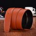 Men's Genuine Leather Belt, Lychee Pattern Smooth Buckle Belt, Cowhide Perforated Belt, No Buckle_viptrois.com
