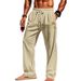 Men's Linen Drawstring Pants – Lightweight Beach & Casual Trousers With Adjustable Waist (8 Colors, S-XXXL)_viptrois.com