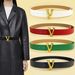 European and American Women's Fashionable and Minimalist Trousers Belt Versatile in Ins Style V-shaped Buckle Black Jeans Belt_viptrois.com