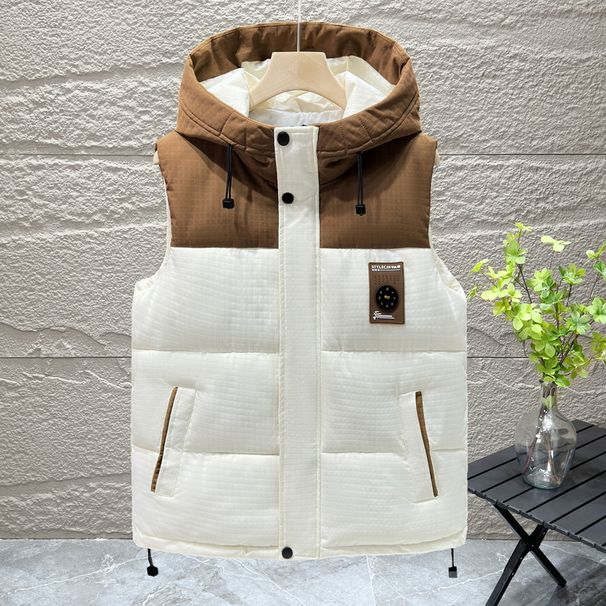 New Vest Men's Handsome Warm Tank Top Autumn And Winter Trendy Casual Detachable Hat Horse Clip Cotton Shoulder_viptrois.com