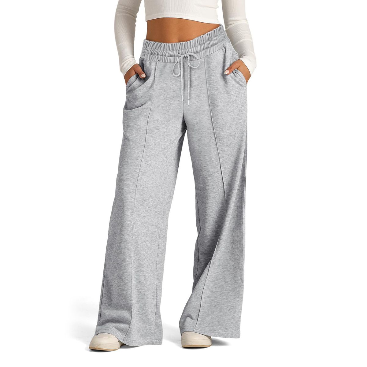 Men's Clothing Tie String Solid Color Waist Fashionable Wide Leg Warp Casual Trousers_viptrois.com