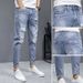 Ripped Jeans Men Summer Nine Points Slim Straight Loose Casual New Thin Style Beggar Pants_viptrois.com