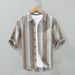 Men's Clothing New Summer Shirt Fresh Literary Stripes Loose Casual Half Length Short Sleeved Shirt_viptrois.com